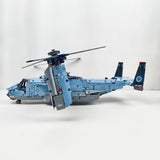 V22 tiltrotor aircraft building blocks model, full side profile view