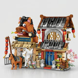 Ancient Chinese Inn Street View Series building blocks closeup detail Japanese architecture