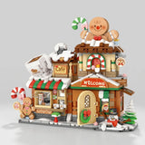 Christmas Gingerbread Cafe Street View Series building blocks closeup detail Japanese architecture