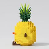 Happy Pineapple building blocks set 216 pieces angle view showing green crown