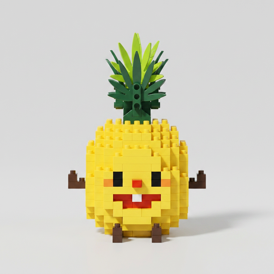 Happy Pineapple building blocks set 216 pieces front view food toy for kids