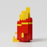 Golden French Fries building blocks set 234 pieces angle view showing fries detail