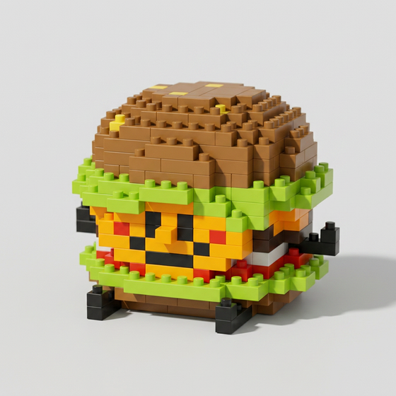 Giant Cheeseburger building blocks set 312 pieces front view food toy for kids