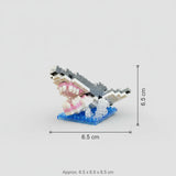 Great White Shark with Jaws mini building blocks model, with size dimensions