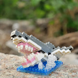 Great White Shark with Jaws mini building blocks model, displayed in a natural setting