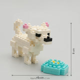 Chihuahua mini building blocks model, with size dimensions