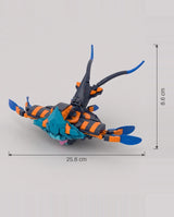 The Abyssal Ray, mini building blocks model with size dimensions shown