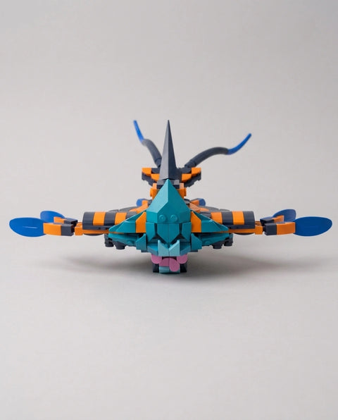 The Abyssal Ray, mini building blocks model, front view