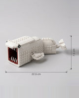 The Maw Serpent, mini building blocks model with size dimensions shown