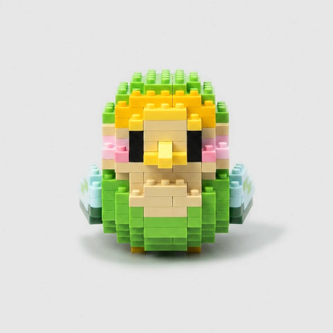 Green Parakeet | Kawaii Bird Mini Building Blocks