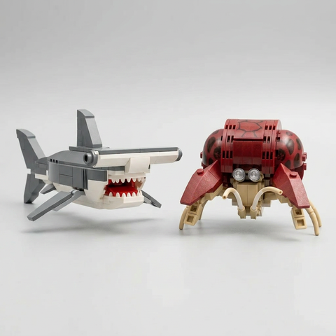 Marine Life Building Blocks Pack | Hermit Crab and Hammerhead Shark Duo (440 Pieces)