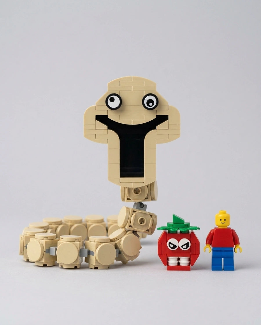 The Ningen, mini building blocks model, front view
