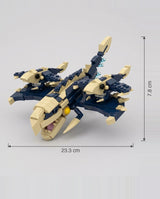 The Storm Drake, mini building blocks model with size dimensions shown