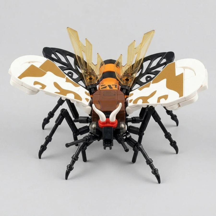 Agaristidae moth and assassin bug building blocks duo, 2 insect models in 1 box, 280 piece brick kit